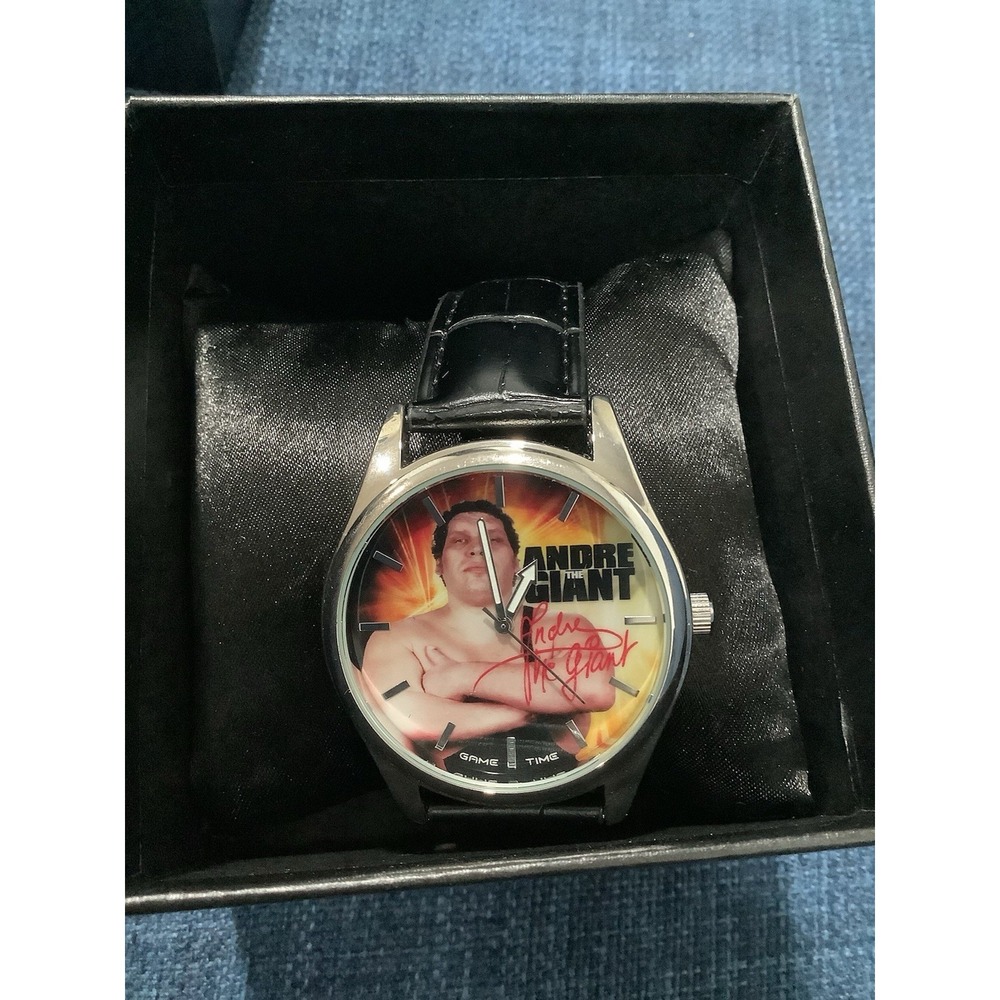 WWE Andre The Giant Watch Men's Size Black Leather Band Game Time New
